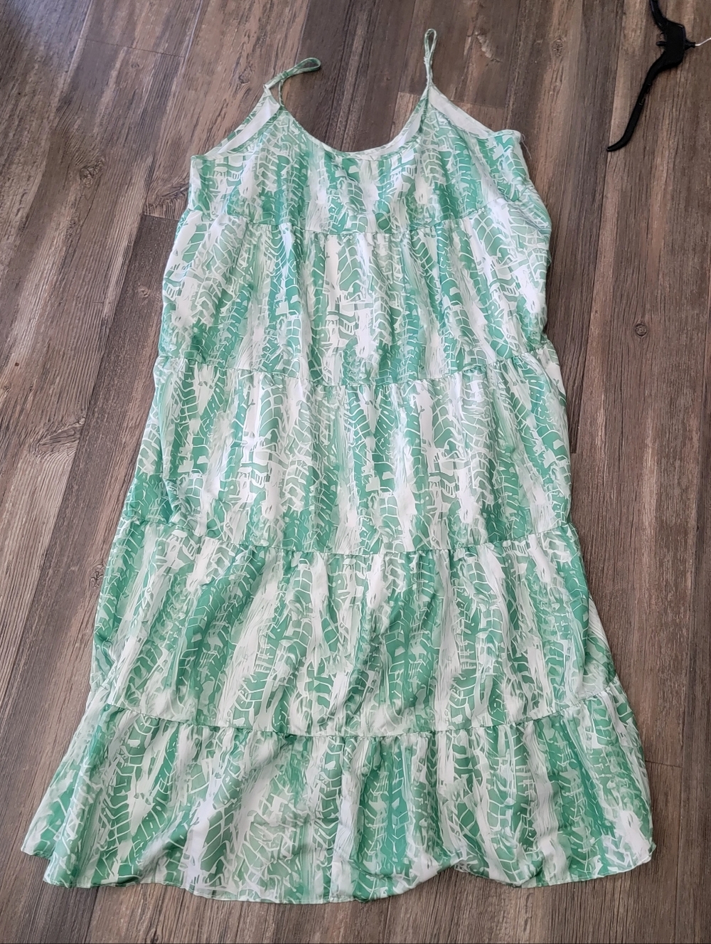 Womens Green Tie-Dye Tiered Sundress - Lightweight Summer Dress